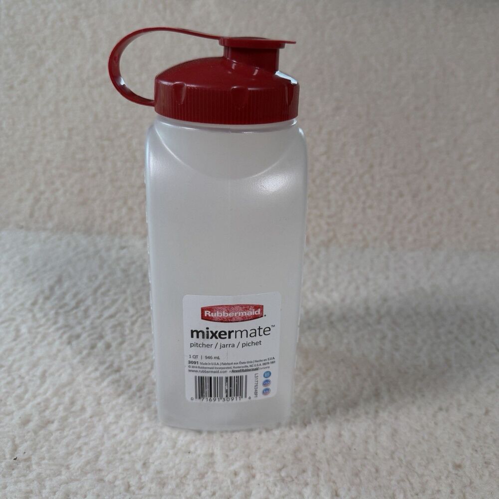 Vintage Rubbermaid USA Made Juice Bottle #IC97, 32 oz Red Lid New